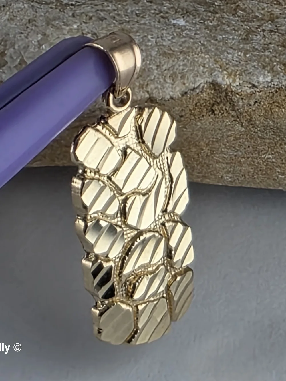 14K Yellow Gold Diamond-Cut Nugget Design Pendant - Solid Gold!
